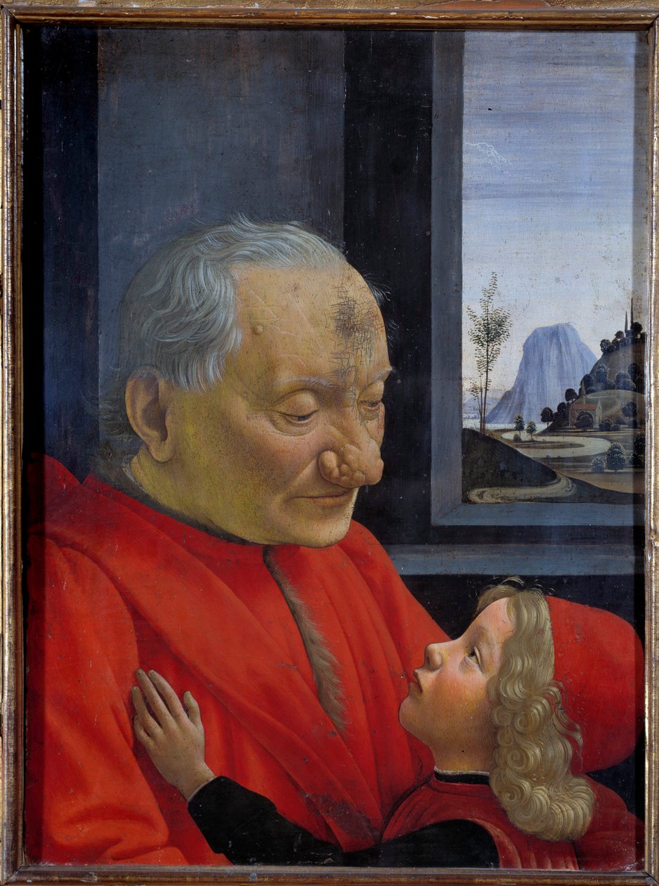Muotokuva vanhasta miehestä ja nuoresta pojasta Domenico Ghirlandaion (1449-1494) maalaus 1400-luvun aurinko. 0,62x0,46 m - Muotokuva vanhasta miehestä ja nuoresta pojasta (kutsutaan myös nimellä Vanha mies ja hänen pojanpoika). Domenico Ghirlandaion (1449 tekijältä Domenico Ghirlandaio