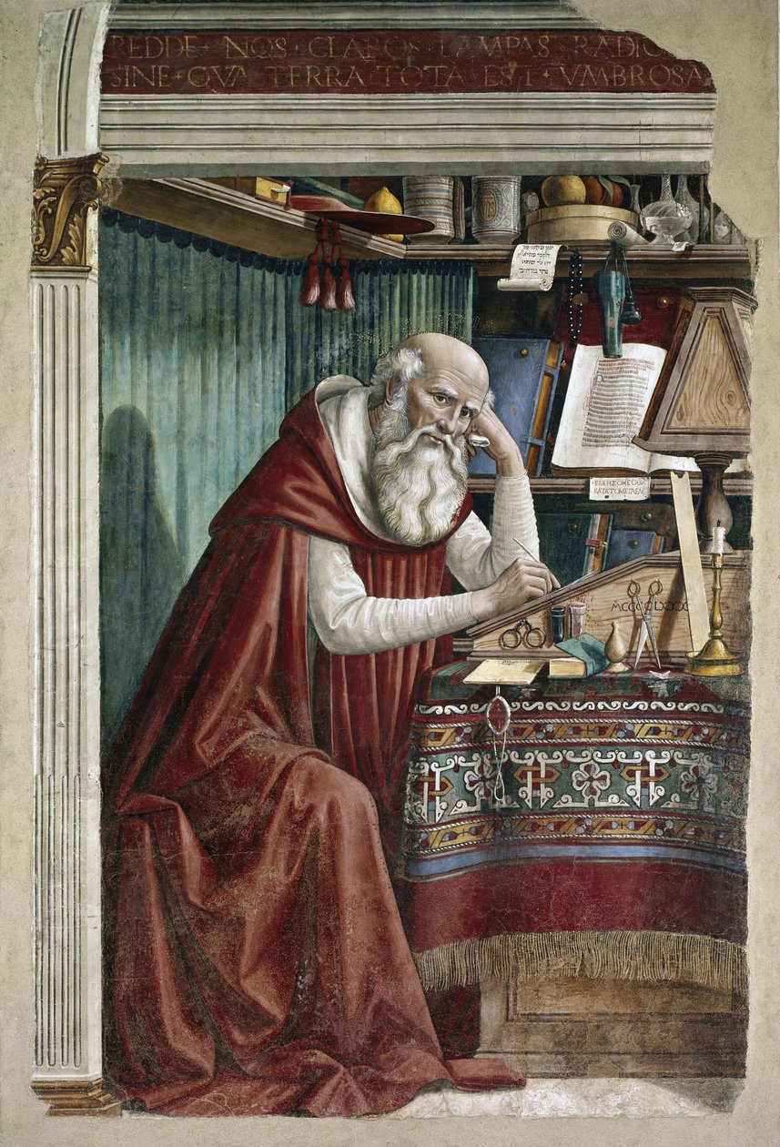 Pyhä Hieronymus työhuoneessaan - Fresko tekijältä Domenico Ghirlandaio