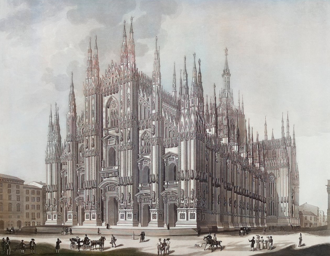 Duomo eli Milanon katedraali (tulostus) tekijältä Domenico (after) Landini