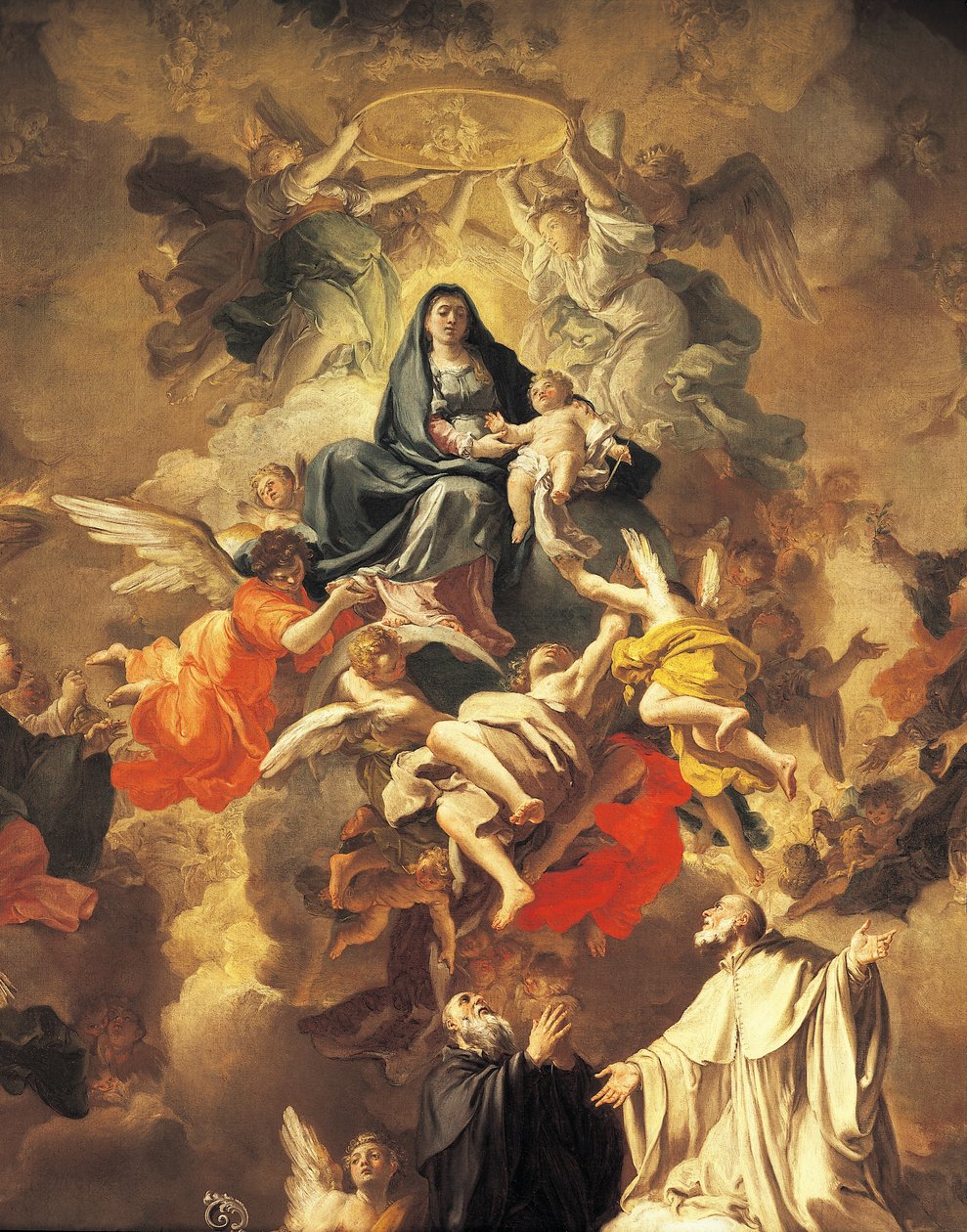 Kunnia pyhien ja enkelien kanssa, Domenico Antonio Vaccaro (1680-1750), Yksityiskohta tekijältä Domenico Antonio Vaccaro