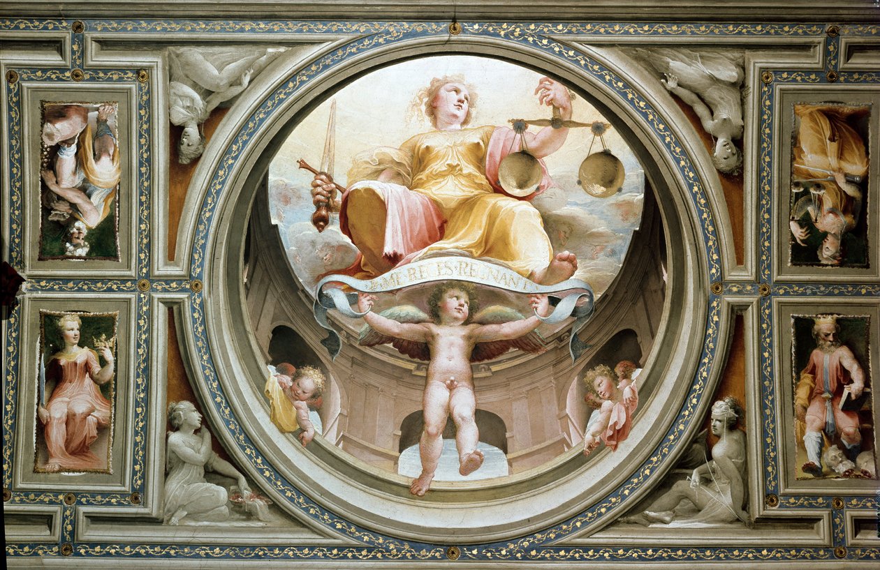 Oikeudenmukaisuuden allegoria. Domenico Beccafumin (1486-1551) maalaus tekijältä Domenico Beccafumi