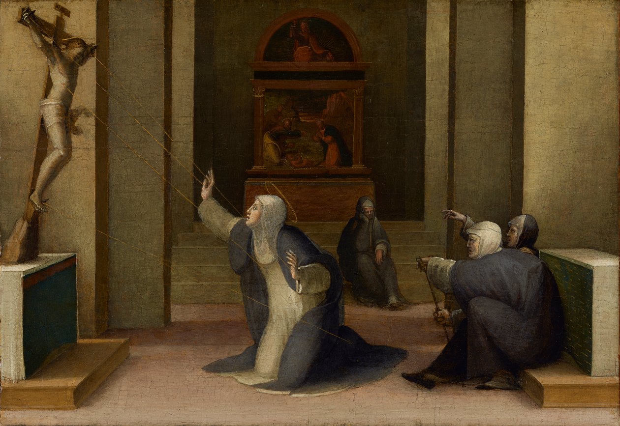 Pyhä Katariina Sienalainen vastaanottamassa stigmat, n. 1513-1515 (öljy ja kultalehti paneelissa) tekijältä Domenico Beccafumi