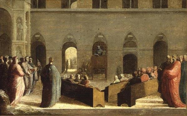 St. Bernadino na nangangaral sa Campo sa Siena, c.1528finn tekijältä Domenico Beccafumi