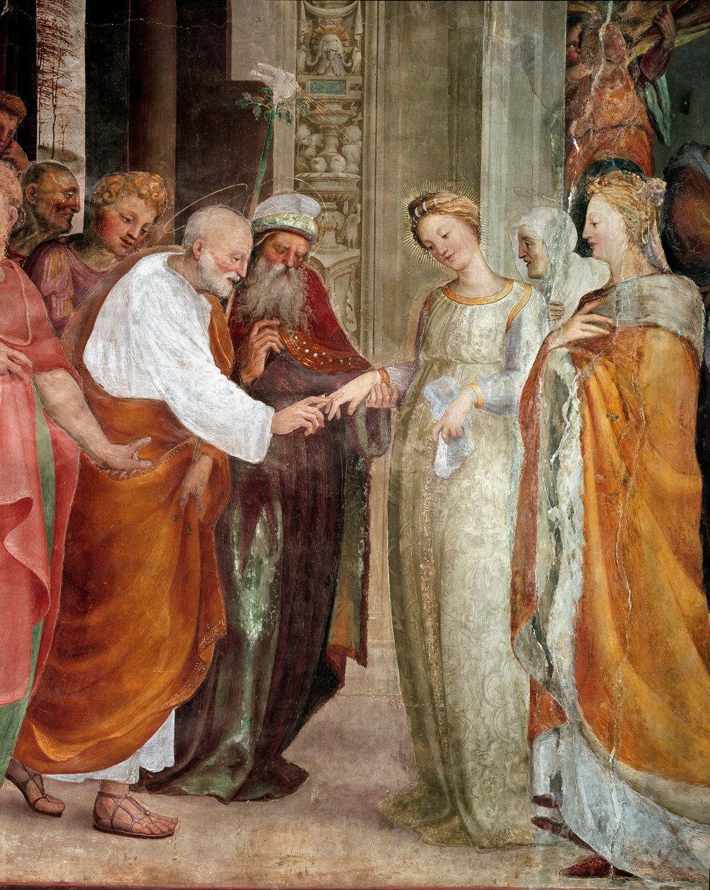 Neitsyt häät, yksityiskohta. Domenico Beccafumin (1486-1551) maalaus tekijältä Domenico Beccafumi