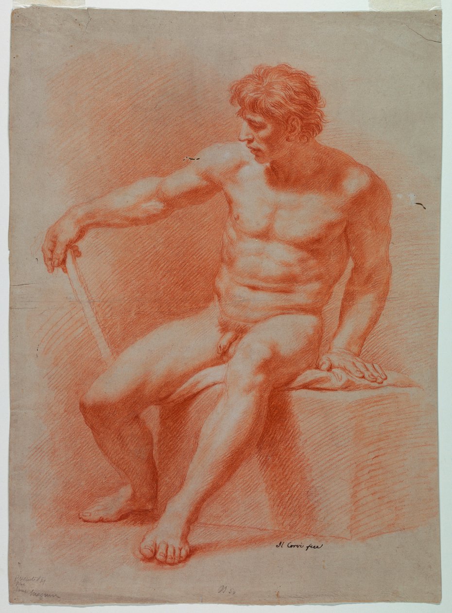 Piirustus, Piirustus, alaston, n. 1740 tekijältä Domenico Corvi