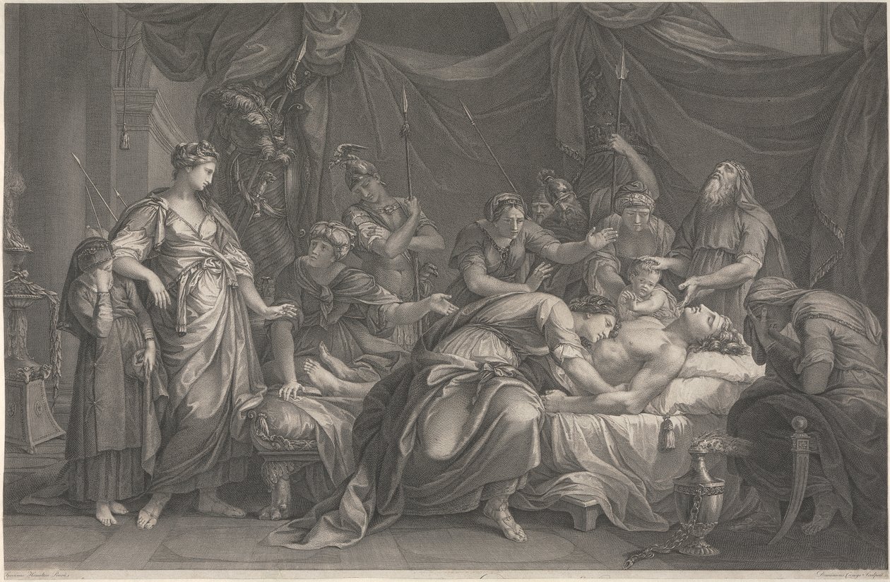 Andromache itki Hectorin kuolemaa tekijältä Domenico Cunego