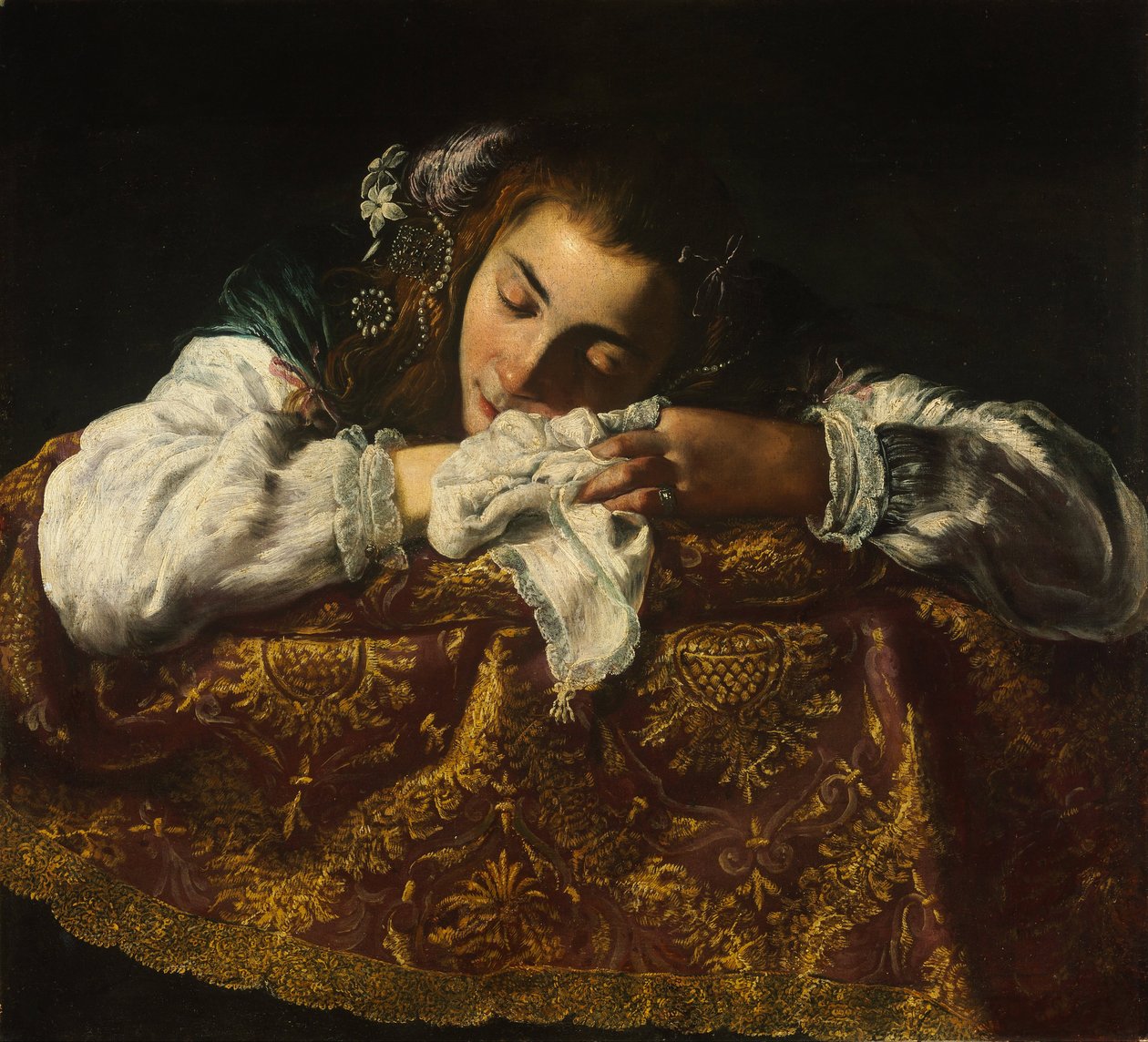 Nukkuva tyttö - Peinture de Domenico Fetti (1588 / 90-1623) - 1621-1622 - Öljy kankaalle - 67,5x74 - Szepmuveszeti Muzeum, Budapest tekijältä Domenico Fetti or Feti