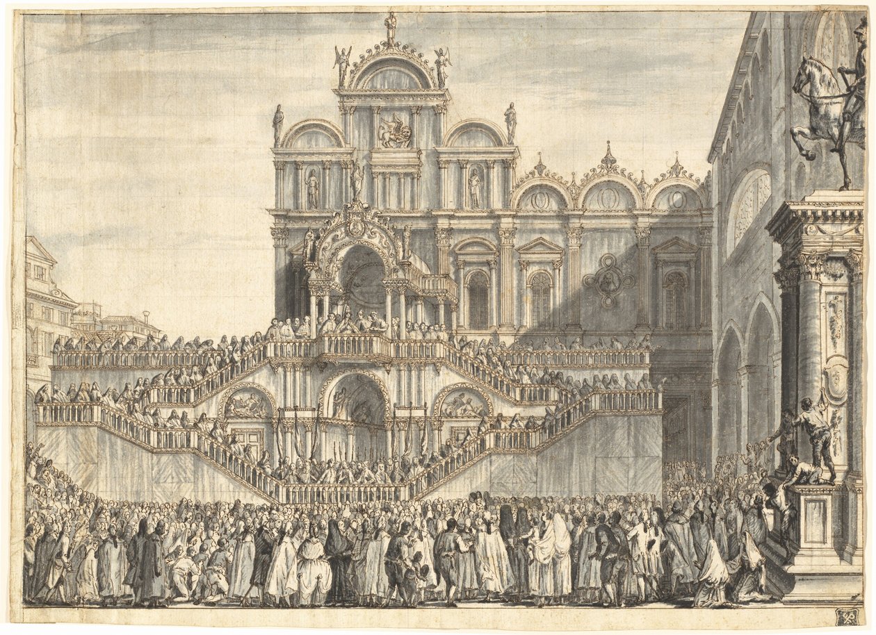 Campo San Zanipolo koristeltu Pius VI:n vierailua varten tekijältä Domenico Fossati