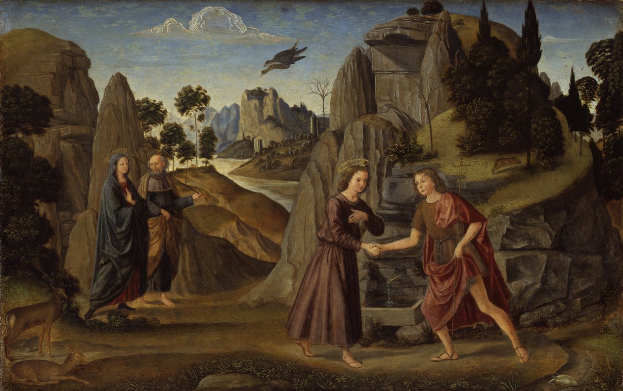 Kristus-lapsen kohtaaminen Johannes-lapsen kanssa tekijältä Domenico Ghirlandaio