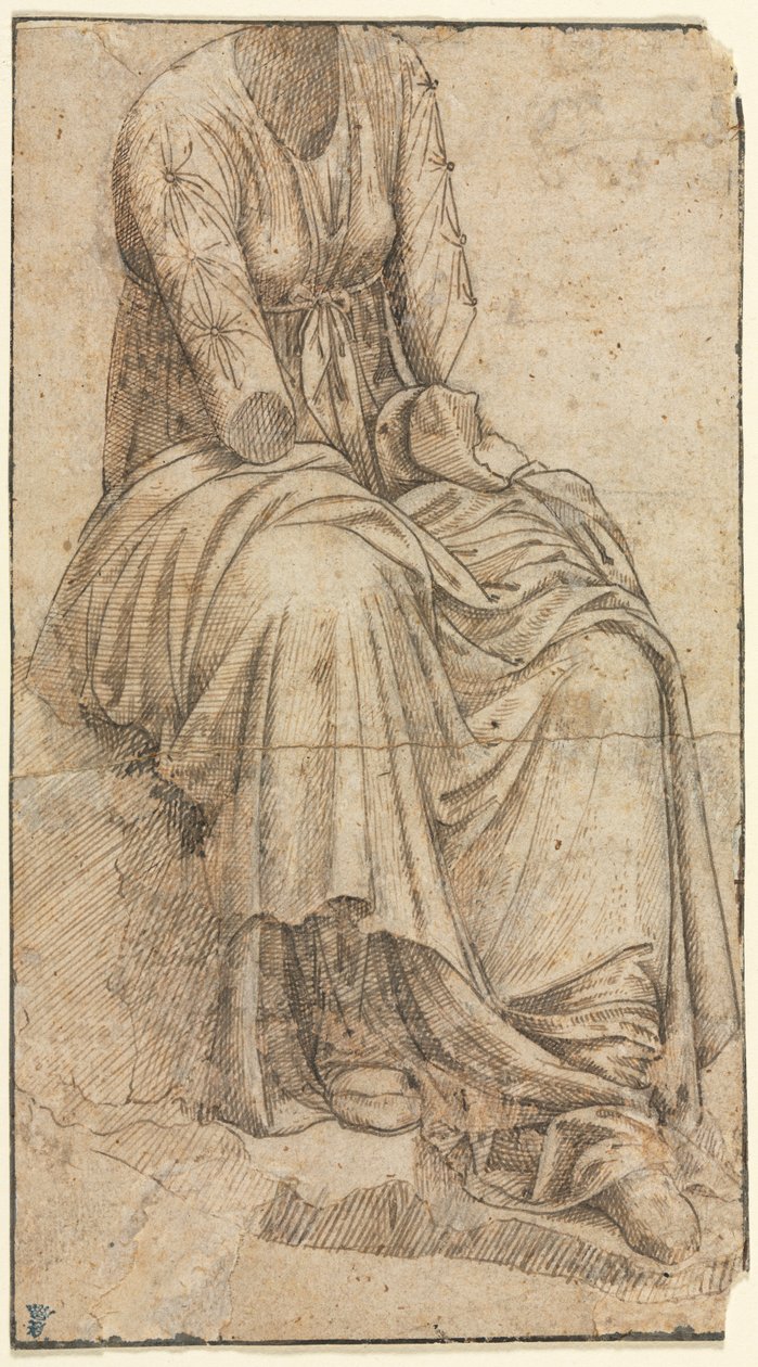 Kopio roomalaisesta istuvan naisen patsaasta, 1400-luvun toinen puoli. tekijältä Domenico Ghirlandaio