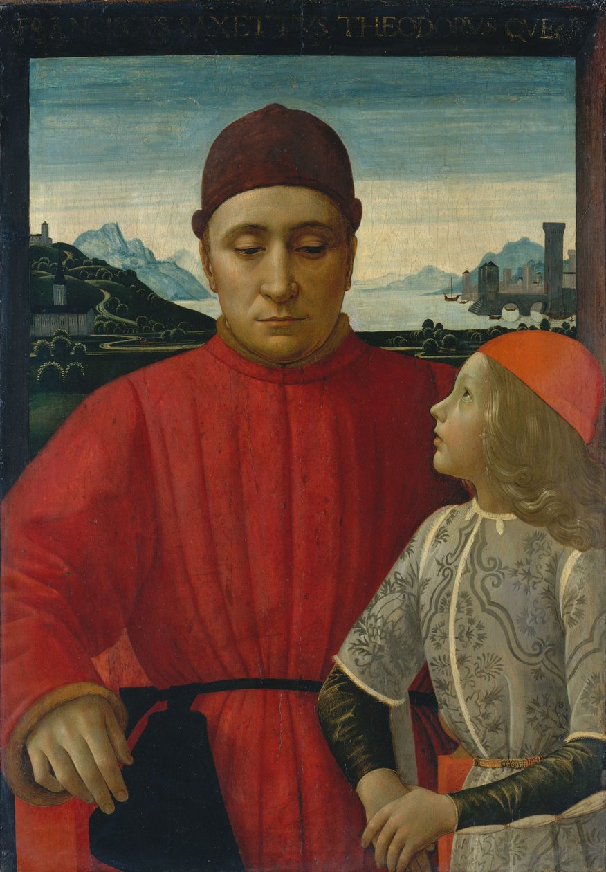Francesco Sassetti ja hänen poikansa Teodoro, n. 1488 (tempera puulla) tekijältä Domenico Ghirlandaio