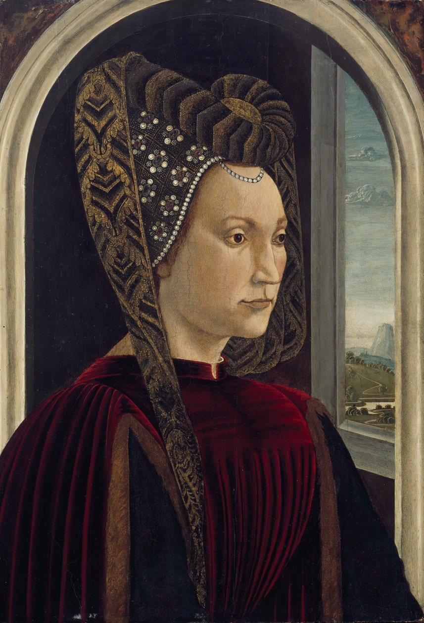 Italian kieli: oletettu muotokuva Clarisa Orsinista, Lorenzo Suurmiehen vaimosta Oletettu muotokuva Clarisa Orsinista (1453-1488), Lorenzo Suurmiehen vaimosta. tekijältä Domenico Ghirlandaio