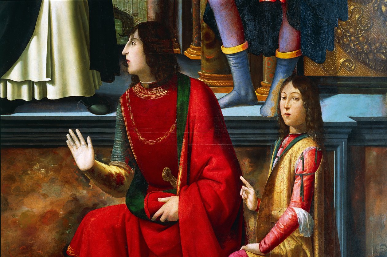 Pandolfo IV Malatesta ja Carlo Malatesta, yksityiskohta Sain Vincent Ferrer Altarpiecesta tekijältä Domenico Ghirlandaio