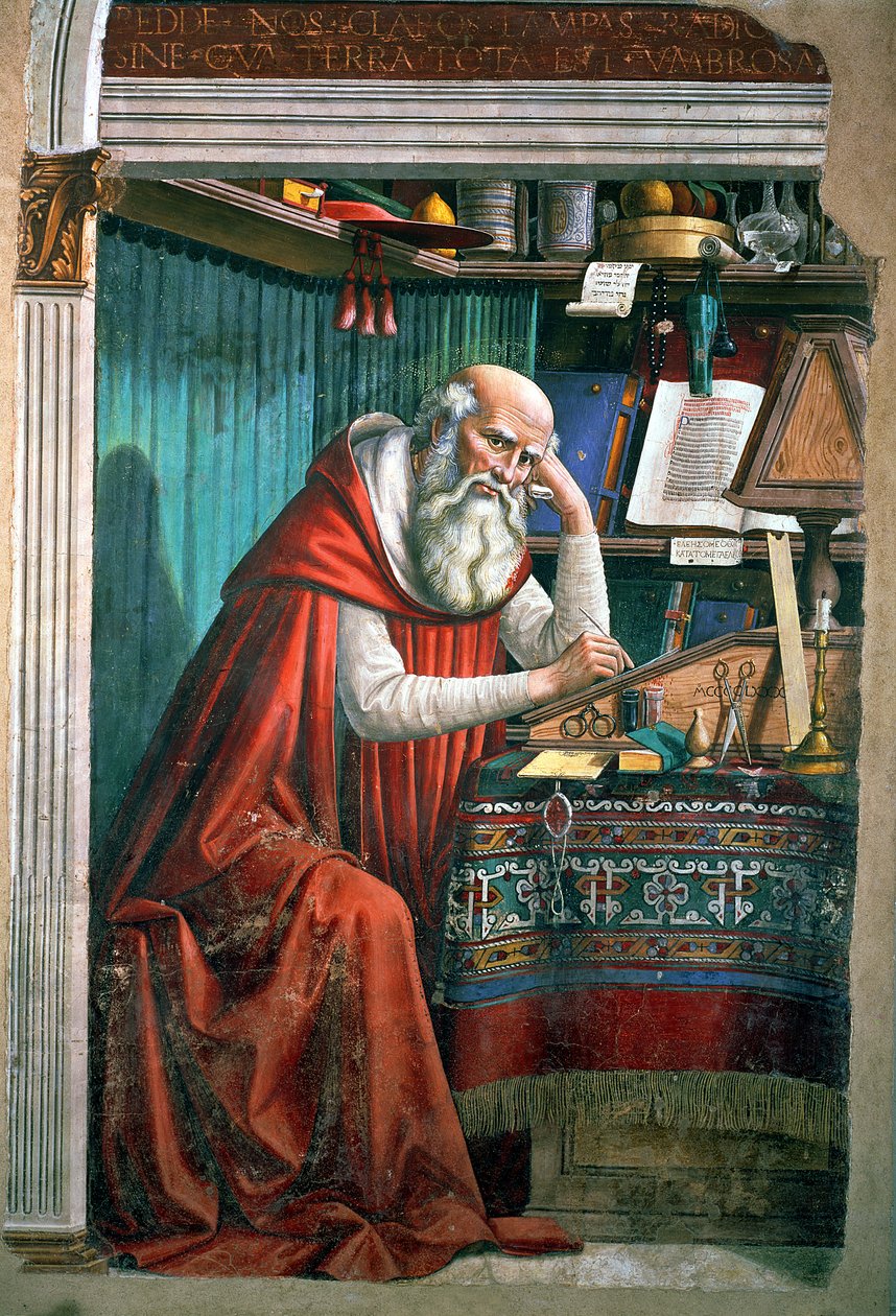 Pyhä Hieronymus työhuoneessaan, 1480 yksityiskohta kuvasta 99655. tekijältä Domenico Ghirlandaio