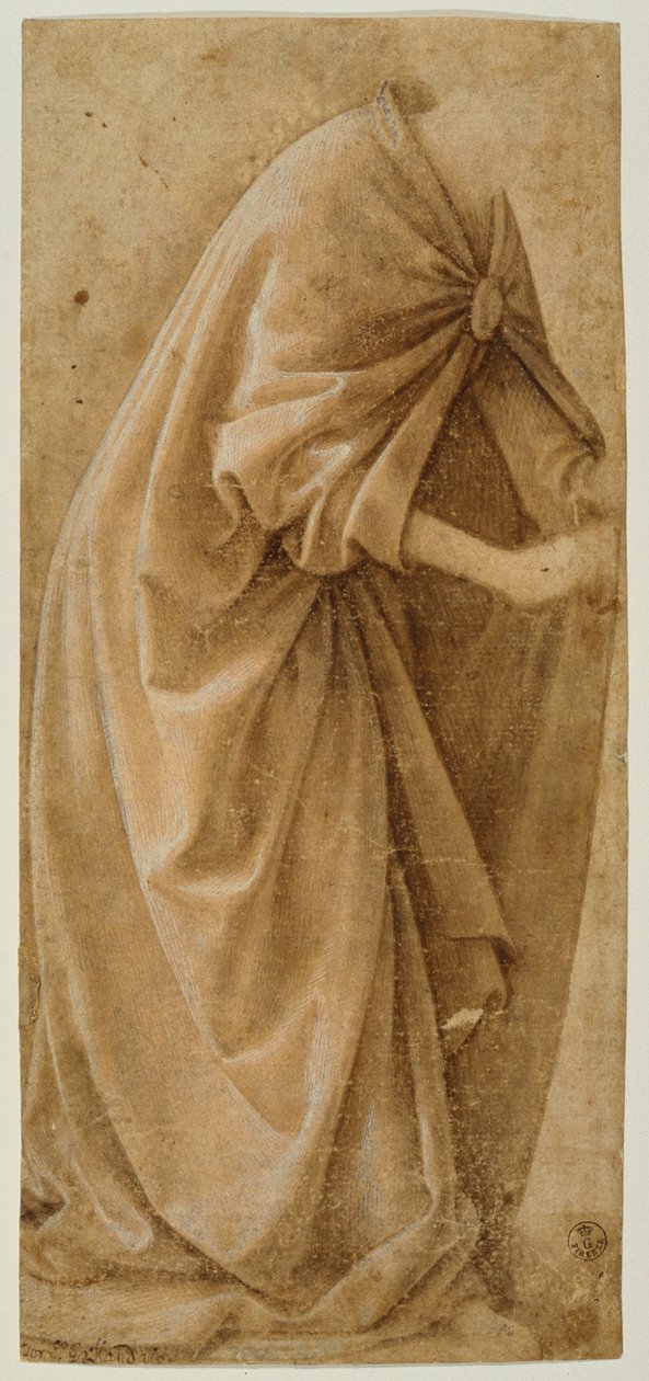 Study of Drapery (muste korotettu valkoisella paperilla) tekijältä Domenico Ghirlandaio