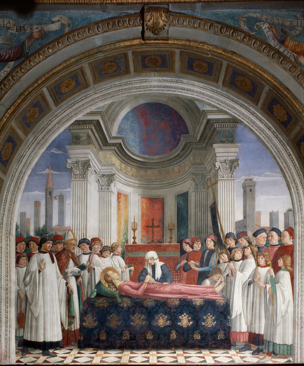 Pyhän Finan hautajaiset - Fresko tekijältä Domenico Ghirlandaio