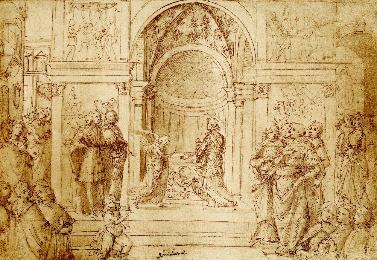 Enkeli ilmestyy Sakariaan temppelissä. tekijältä Domenico Ghirlandaio