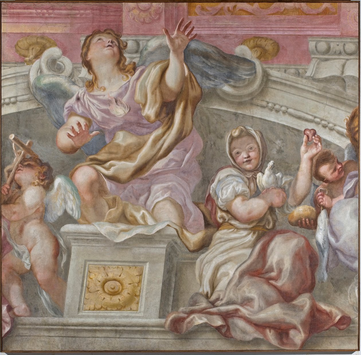 Virtuaaliryhmä: usko, halu Jumalaa kohtaan, vilpittömyys, Carita, 1683-84 tekijältä Domenico I Piola