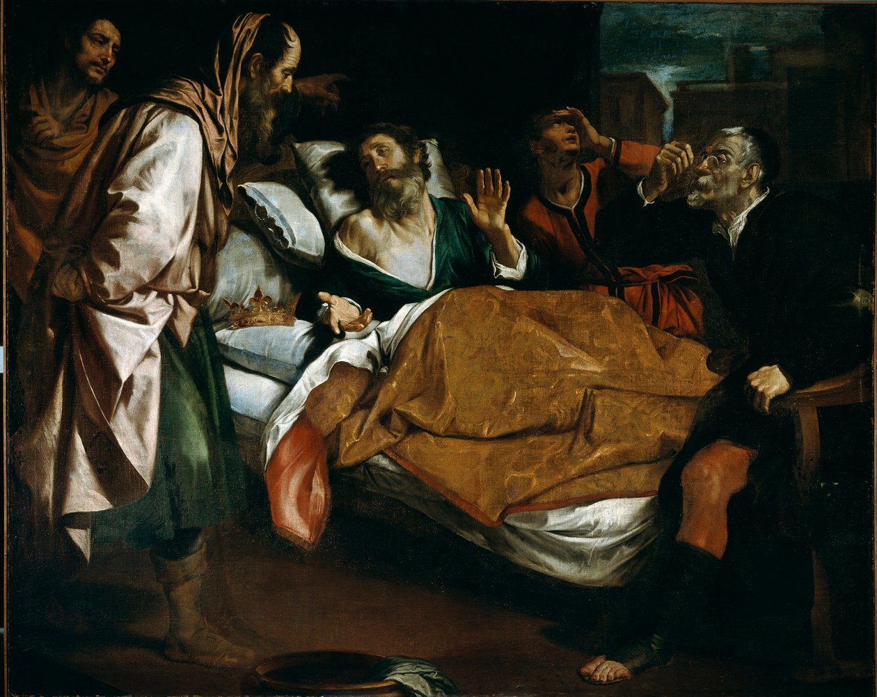 Profeetta Ezechielin kuolema Domenico Fiasellan maalaus dit il Sarzanassa (1589-1669) 1600-luvun Galleria di Palazzo Bianco, Genes tekijältä Domenico Il Sarzana Fiasella