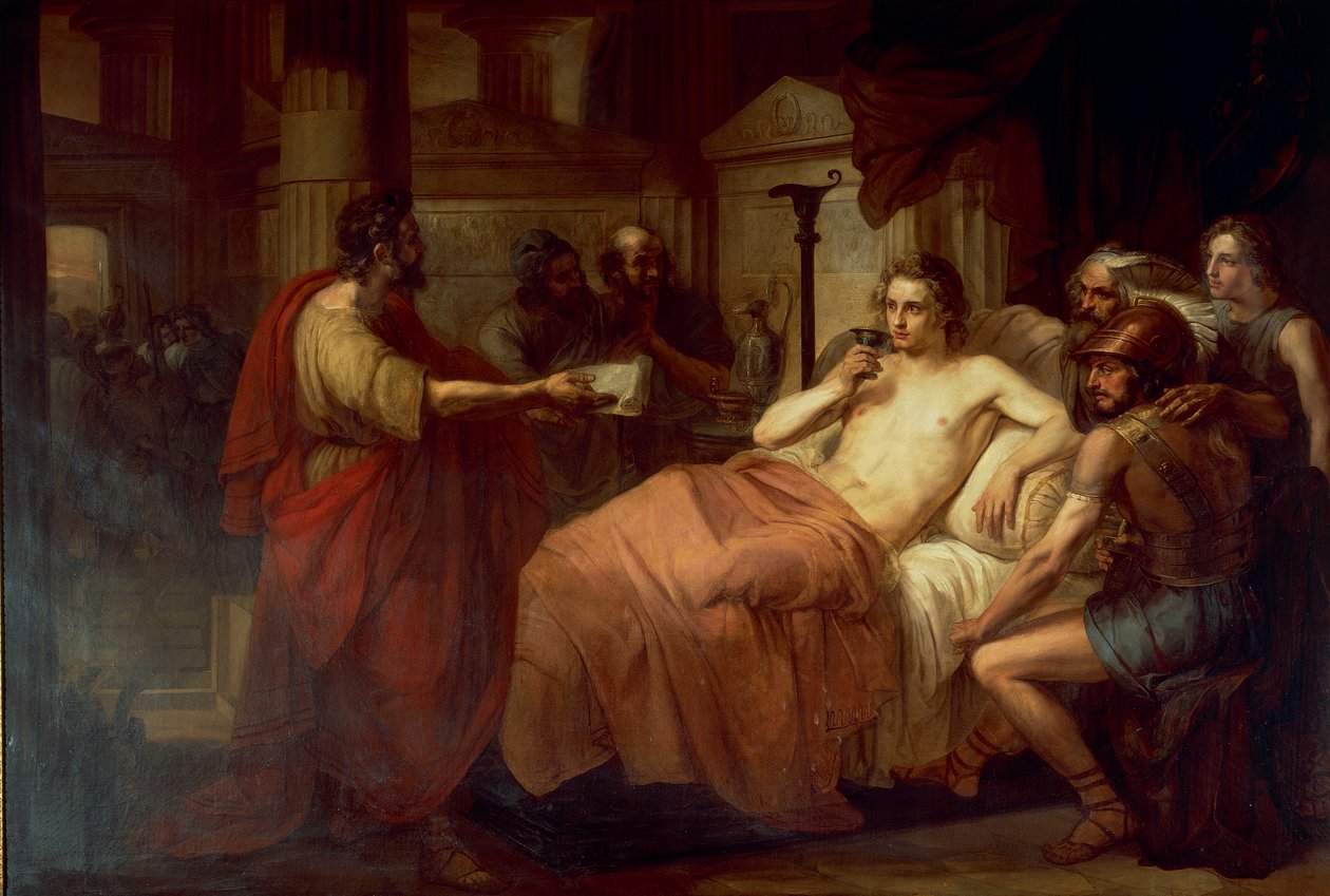 Aleksanteri Suuri ja hänen lääkärinsä Philip, kirjoittanut Domenico Induno tekijältä Domenico Induno