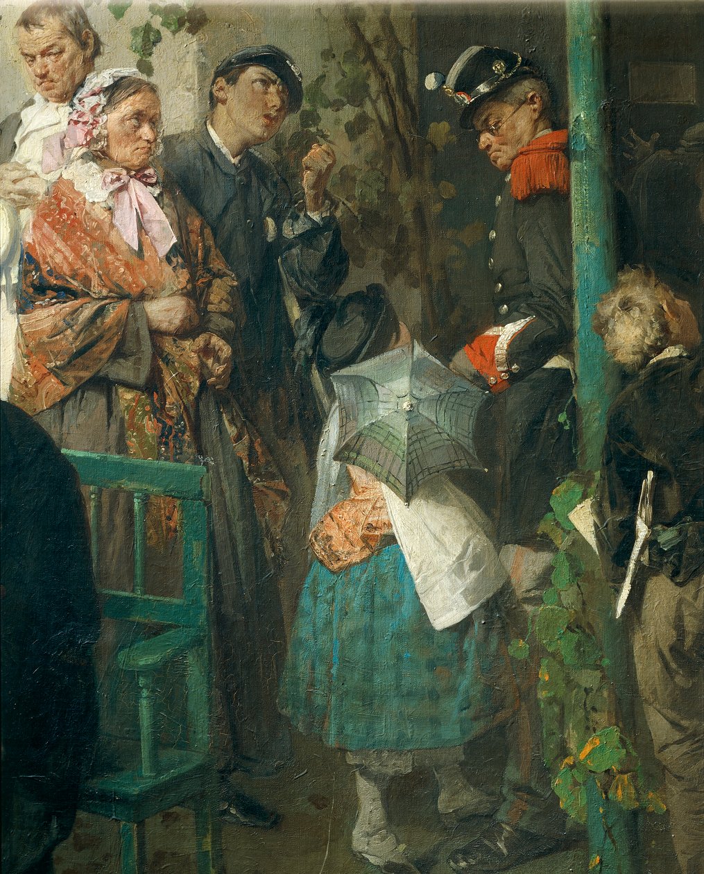 Uutiset Villafrancan rauhasta, kirjoittanut Domenico Induno, yksityiskohta tekijältä Domenico Induno
