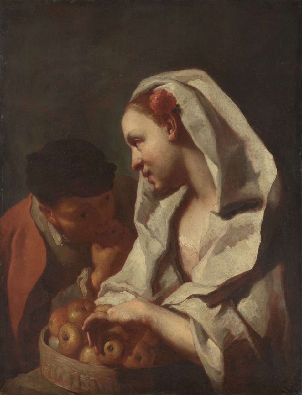Tyttö myy hedelmiä tekijältä Domenico Maggiotto (attributed to)