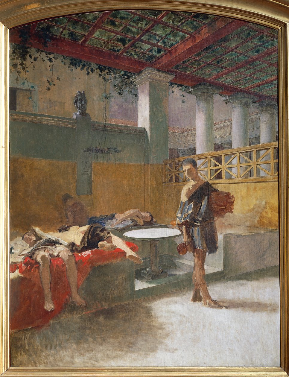 Triklinium orgian jälkeen, n. 1860 (öljy kankaalle) tekijältä Domenico Morelli