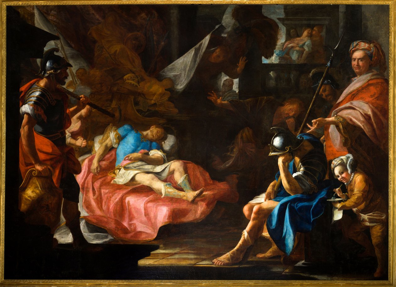 Germanicuksen kuolema, n. 1730-40 (öljy kankaalle) tekijältä Domenico Parodi