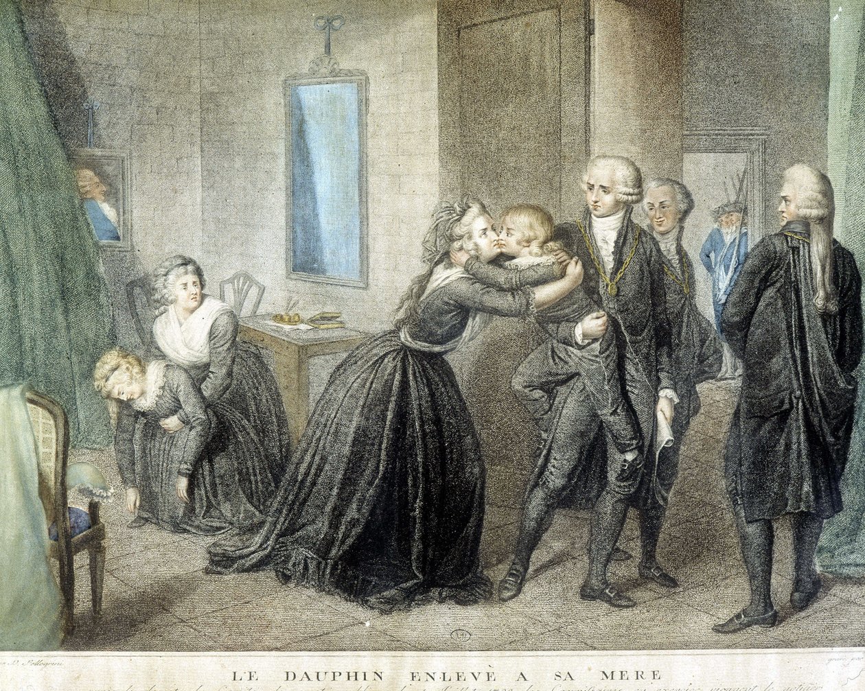 Louis-delfiini, joka siepattiin äidiltään Marie Antoinettelta (heidän temppelivankilassa), 1. heinäkuuta tekijältä Domenico Pellegrini