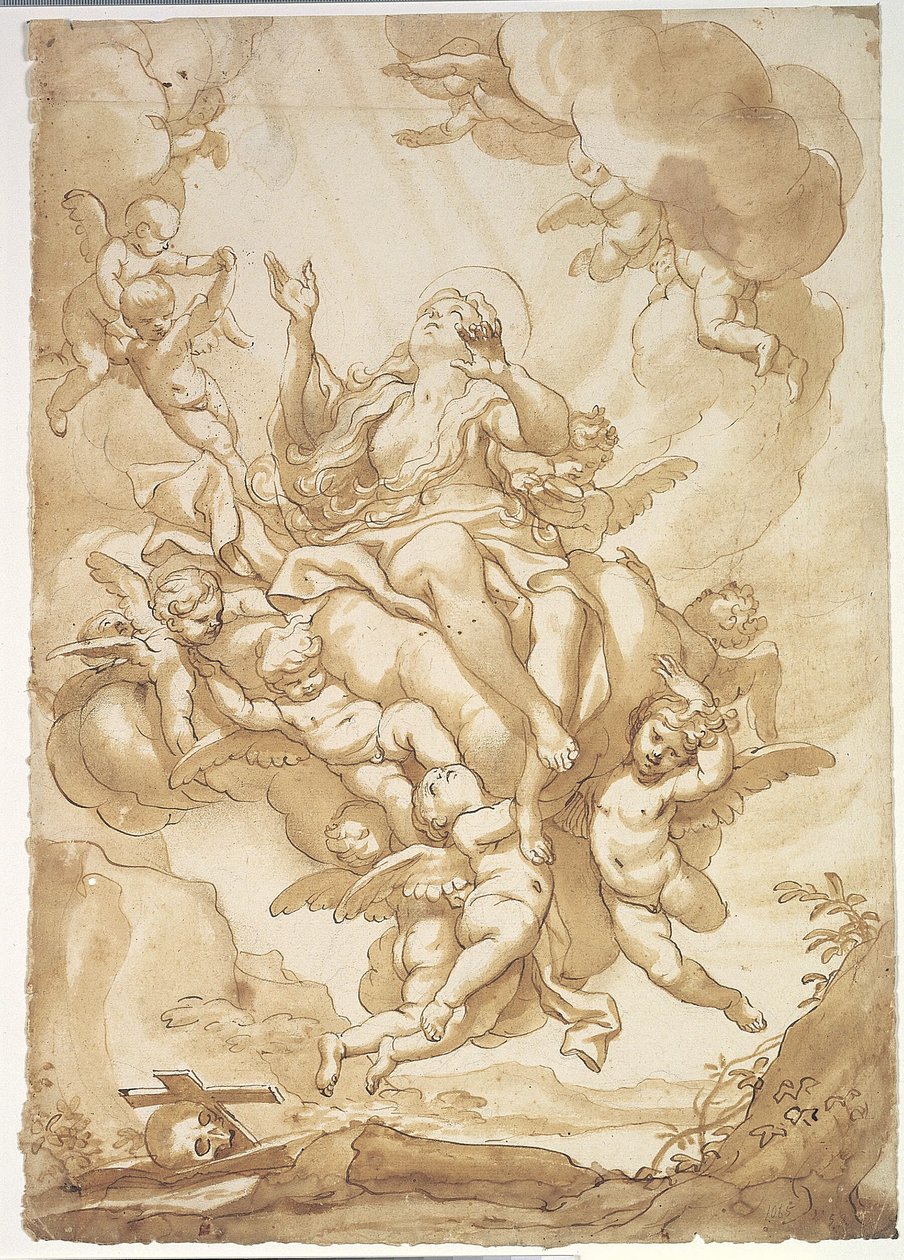 Pyhän Maria Magdalenan taivaaseenastuminen tekijältä Domenico Piola