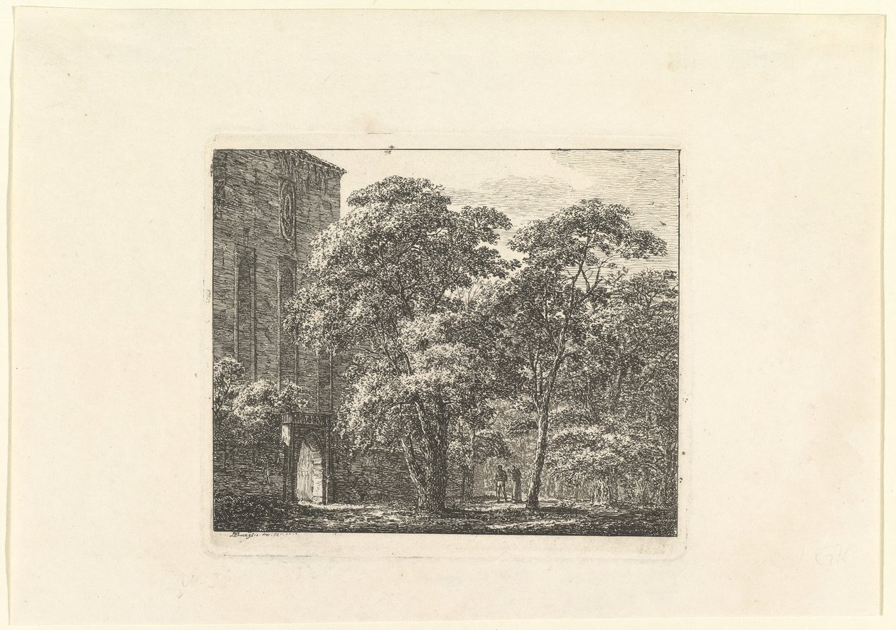 Goottilainen arkkitehtuuri maisemassa, n. 1807. tekijältä Domenico Quaglio II