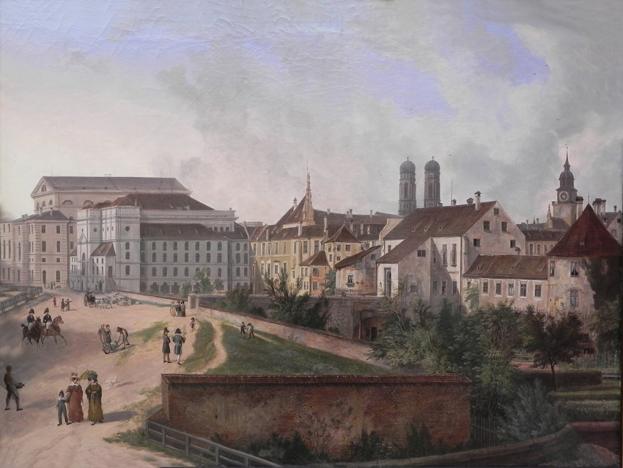 Saksa: Die Königliche Residenz von Nordosten im Jahr 1827 Kuninkaallinen residenssi Münchenissä koillisesta vuonna 1827. tekijältä Domenico Quaglio the Younger