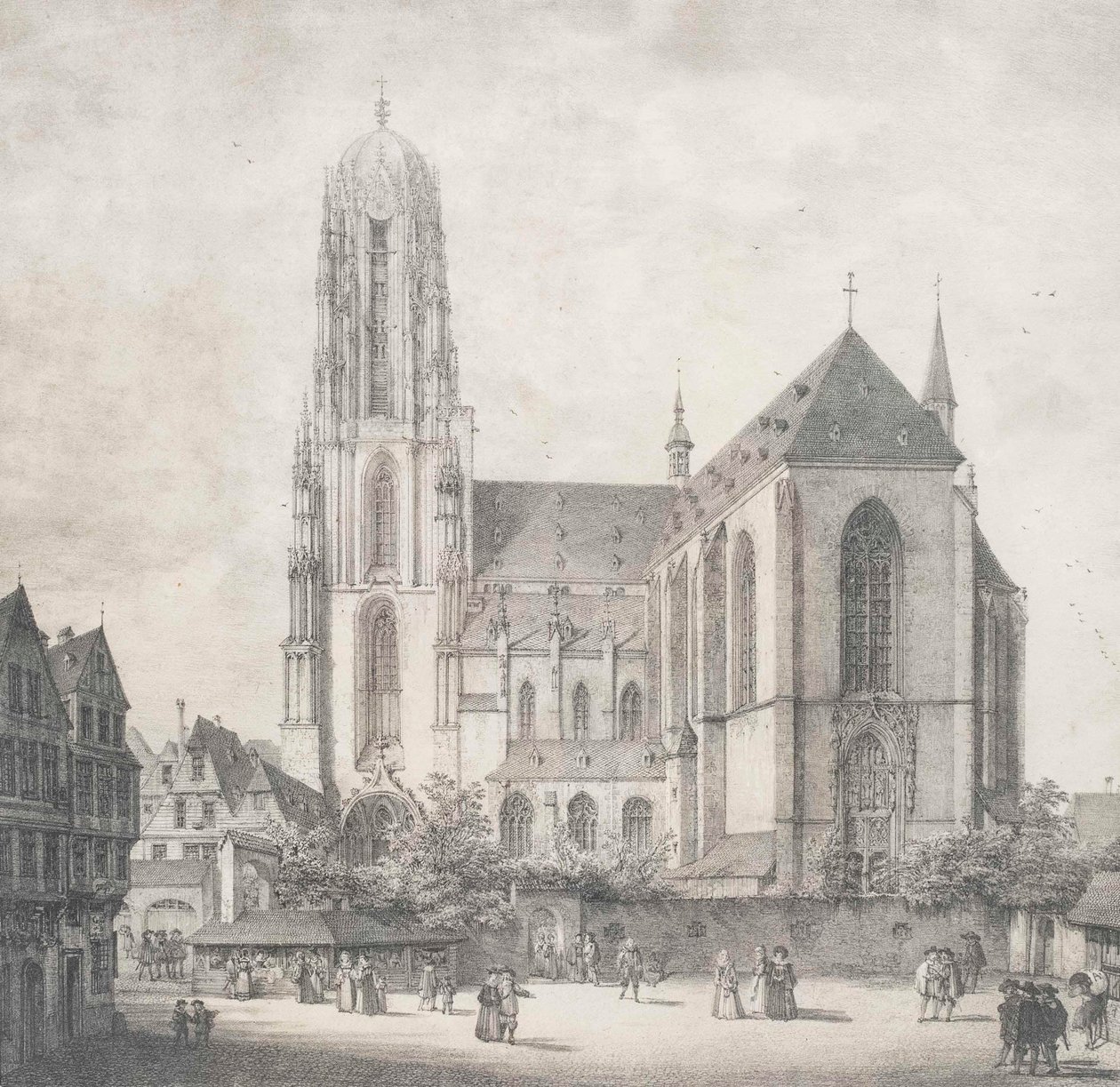 Litografia - Frankfurt - Keisarillinen katedraali - Quaglio - 1819 tekijältä Domenico Quaglio the Younger