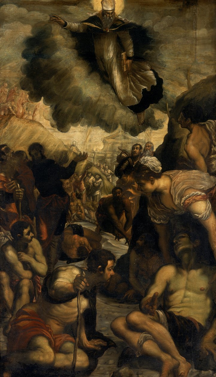 Pyhä Augustinus parantaa raajarikkoja, n. 1549 tekijältä Domenico Robusti Tintoretto