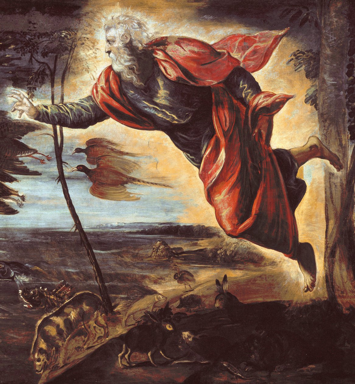 Eläinten luominen. yksityiskohta - öljy kankaalle tekijältä Domenico Robusti Tintoretto