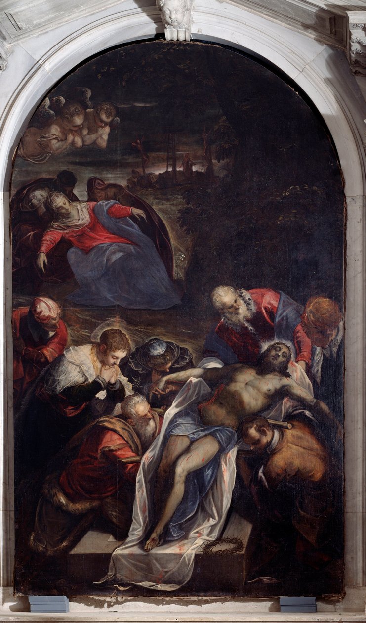 Laskeuma haudalla (maalaus tekijältä Domenico Robusti Tintoretto