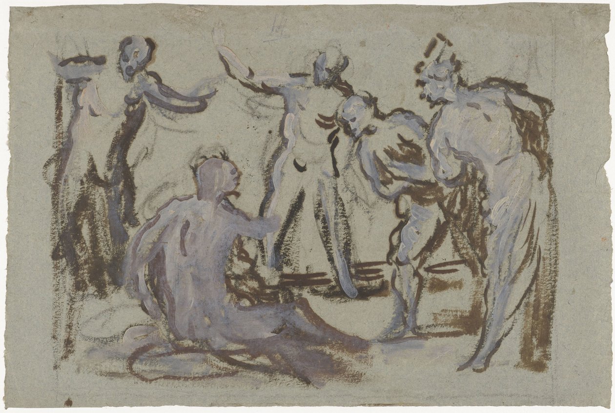 Työ lantamäellä, ystäviensä ympäröimänä tekijältä Domenico Tintoretto