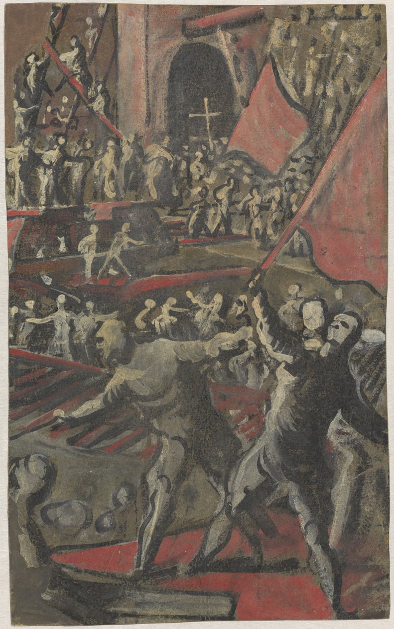 Venetsialaiset sotilaat hyökkäävät Konstantinopoliin (recto) tekijältä Domenico Tintoretto