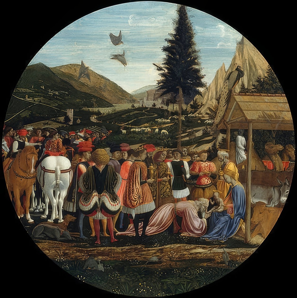 Maagien palvonta. Noin 1440 tekijältä Domenico Veneziano