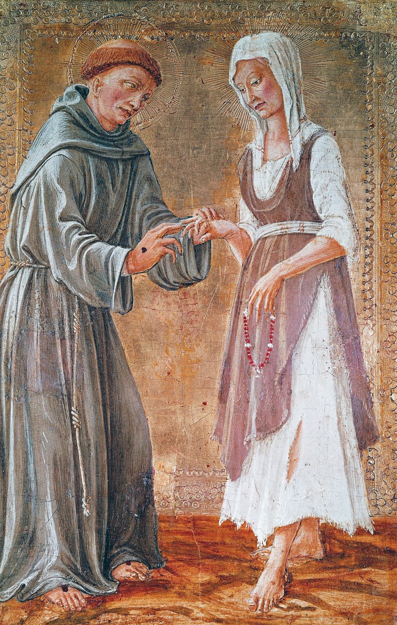 Pyhä Franciscus menee naimisiin köyhyyden kanssa tekijältä Domenico Veneziano