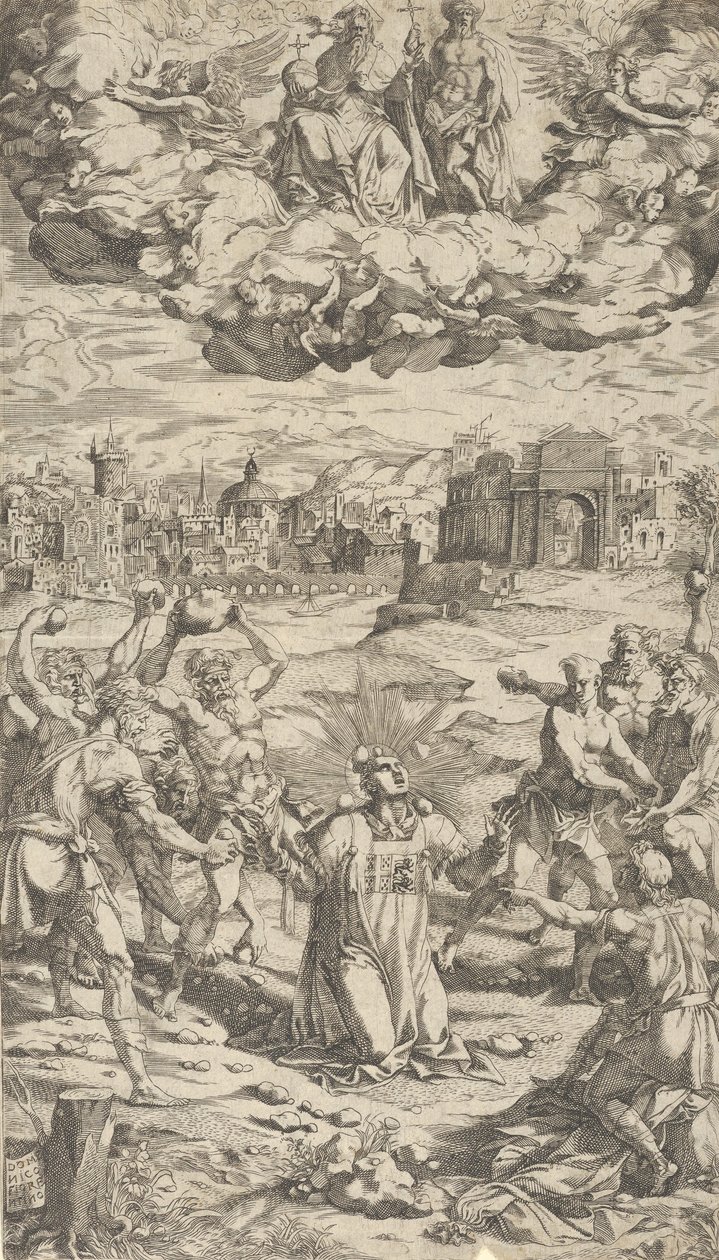 Pyhän Tapanin kivittäminen, 1500-luku. tekijältä Domenico del Barbiere