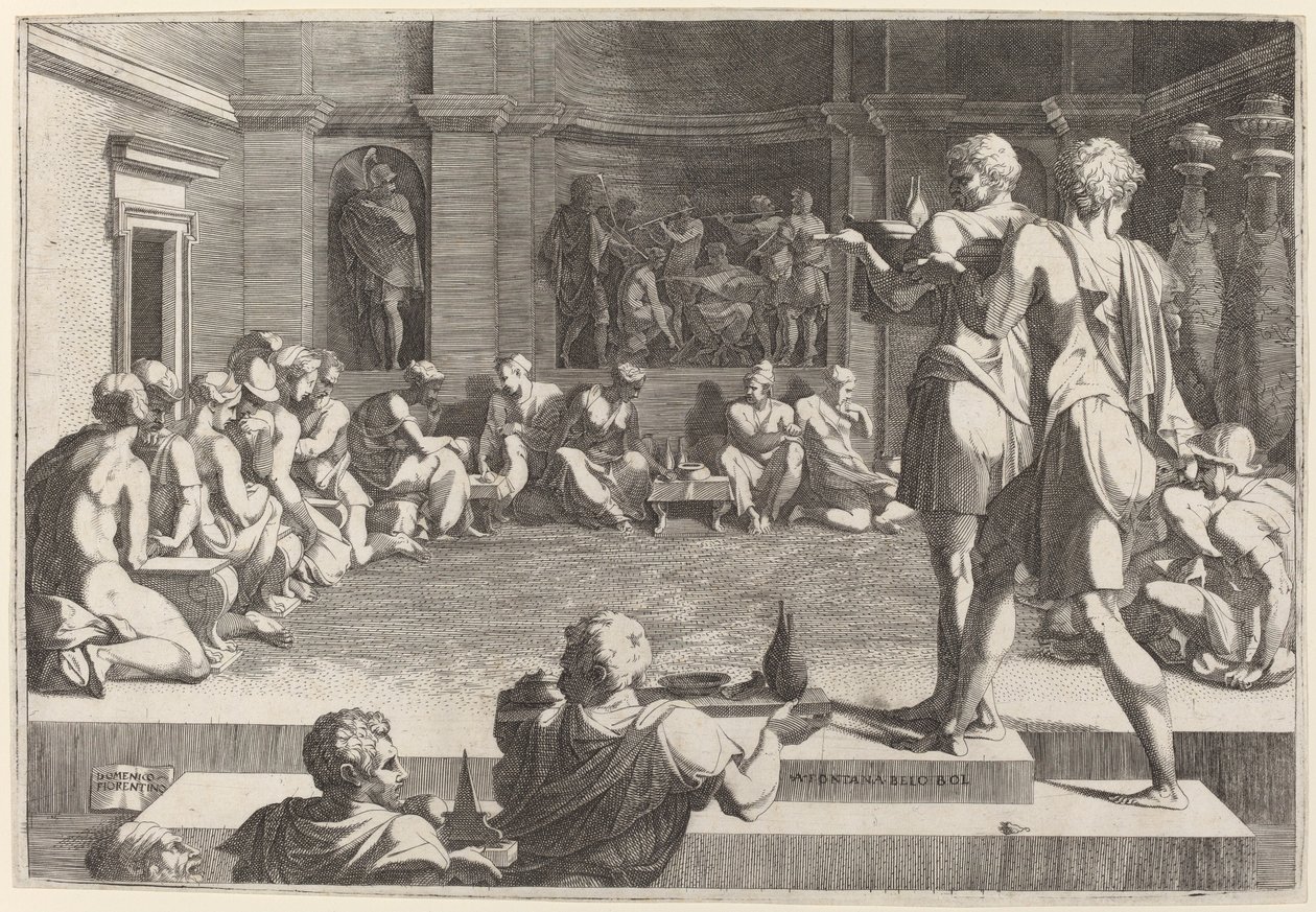 Aleksanteri Suuren juhla tekijältä Domenico del Barbiere after Francesco Primaticcio