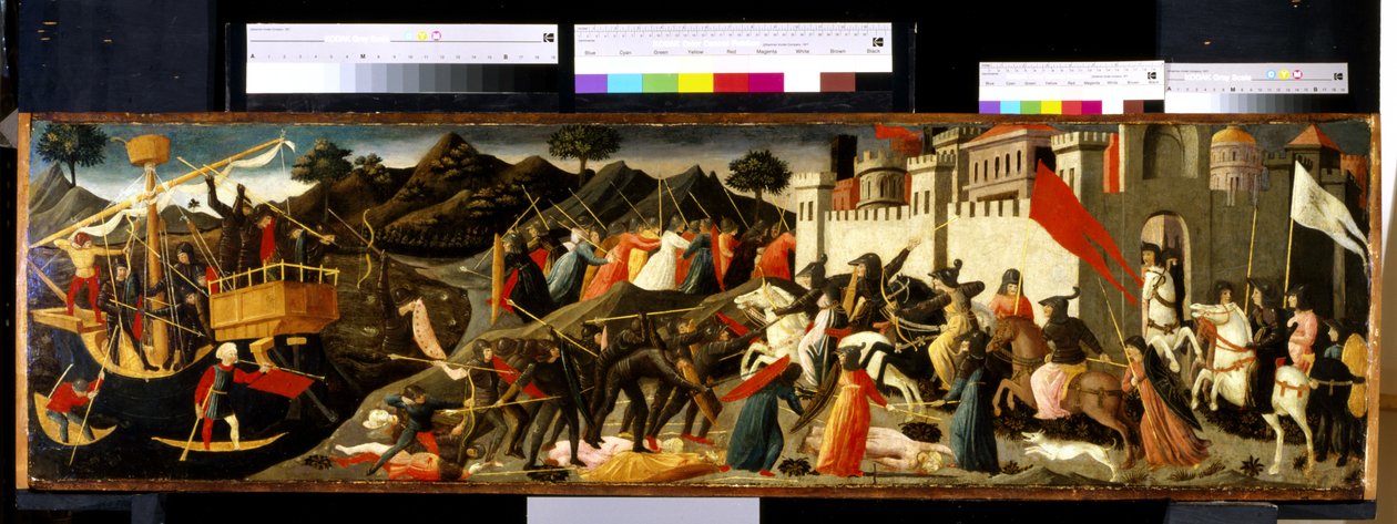 Camillan ja Aeneasin taistelu (tempera puulla) tekijältä Domenico di Michelino