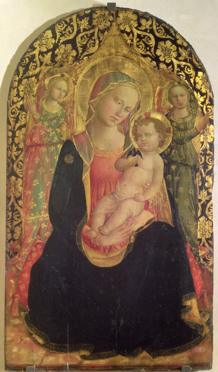 Nöyryyden Madonna kahdella enkelillä, 1460 (paneeli) tekijältä Domenico di Michelino