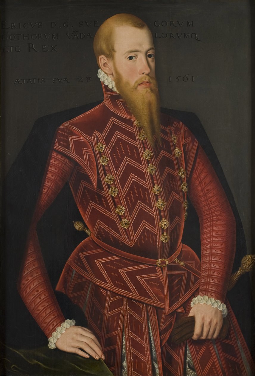Eric XIV de Suede - Muotokuva Ruotsin kuninkaan Eerik XIV:stä (1533-1577), kirjoittanut Verwilt, Domenicus (toimii 1544-1566). Öljy puulle. Mitat: 103 x 69 cm. Tukholman kansallismuseo tekijältä Domenicus Verwilt
