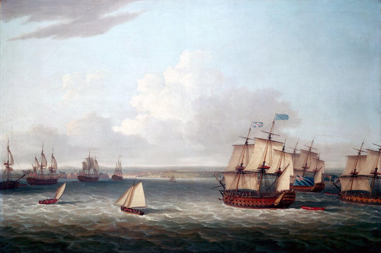 Seitsemänvuotinen sota (1756-1763): Britannian laivasto saapui Havannan (Kuuba) satamaan 21. elokuuta. tekijältä Dominic Serres