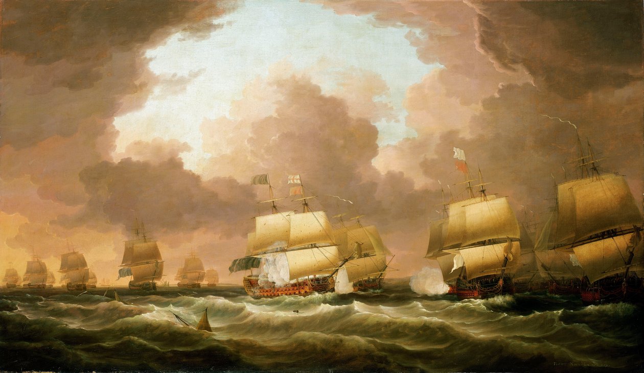 Quiberonin lahden taistelu, 20. marraskuuta 1759. tekijältä Dominic Serres