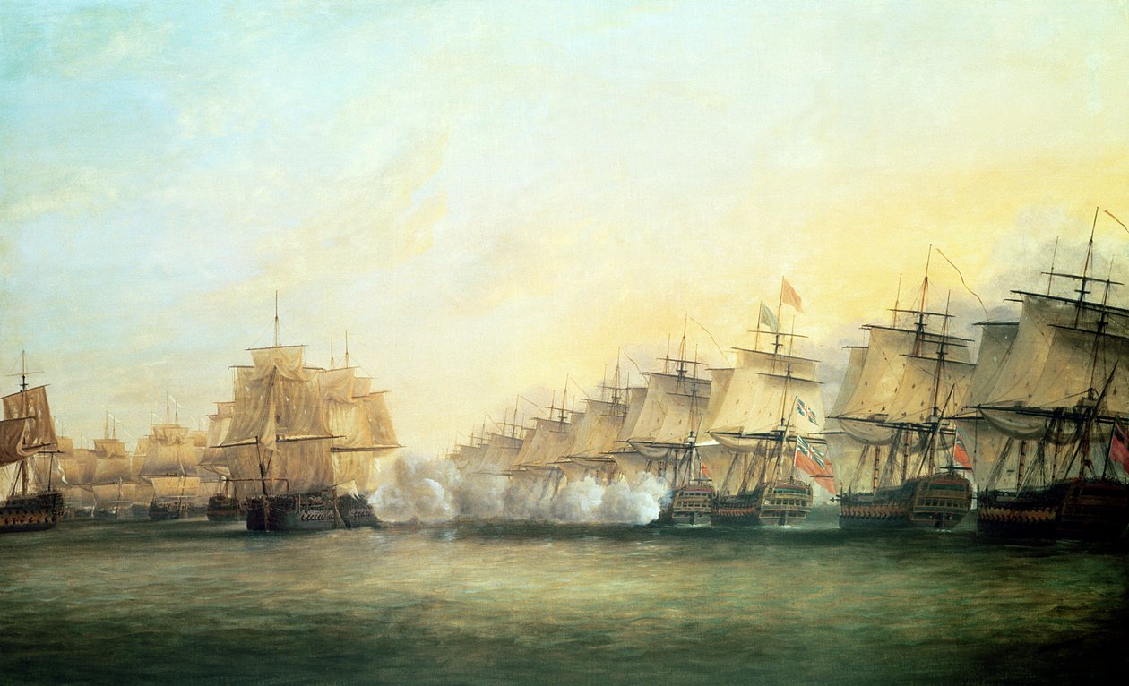 Neljäs toiminta Trincomaleessa englantilaisten amiraali Sir Edward Hughesin (n. 1720-94) ja ranskalaisten välillä herra de Suffrenin johdolla, 1782 tekijältä Dominic Serres