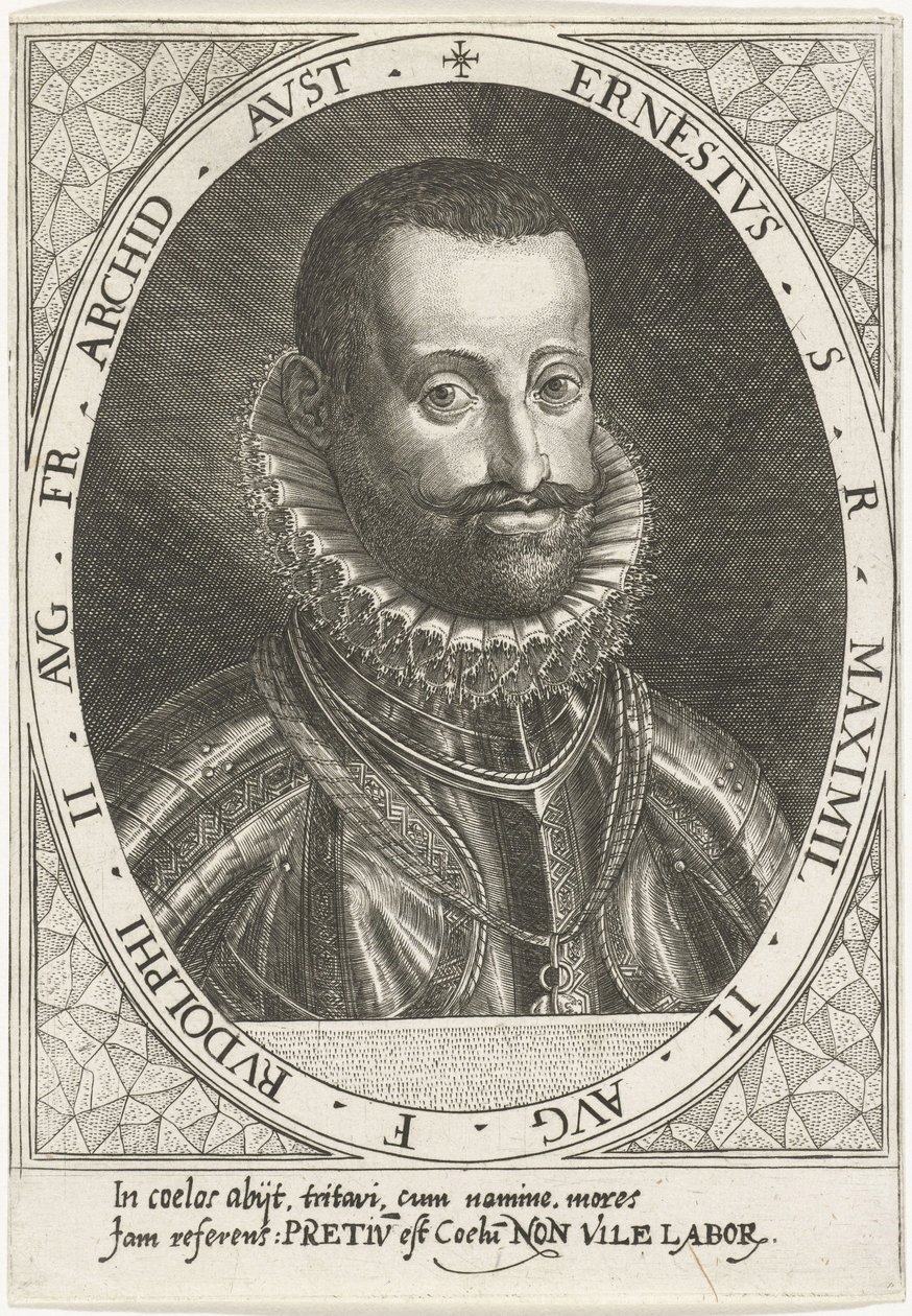 Itävallan arkkiherttua Ernestin muotokuva 1553-1595, noin 1595-1597 tekijältä Dominicus or Custodis Custos