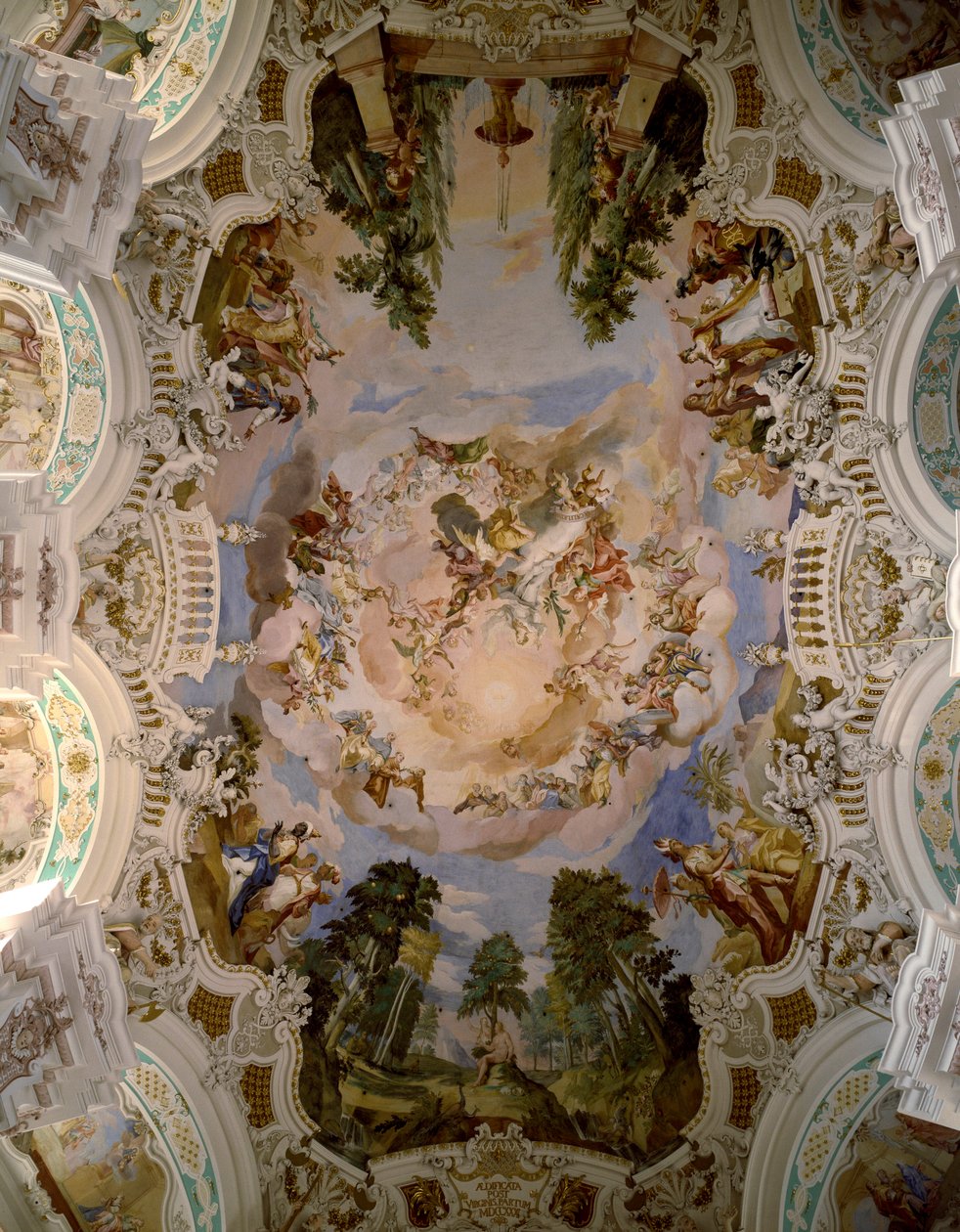 Schussenriedin luostarin kupolia koristava fresko arkkitehti Domenikus Zimmermann (1685-1766) 1730-1731 Schussenried, Saksa tekijältä Dominikus Zimmermann